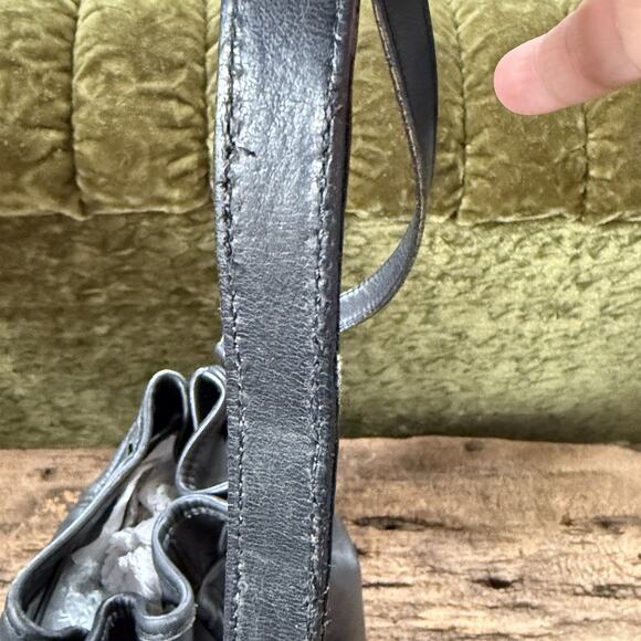 Vintage Coach 4015 Drawstring Sac Black Leather Shoulder Crossbody Bag USA Made - Picture 4 of 9